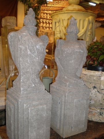 Pair of Italian Fire Drape Urns