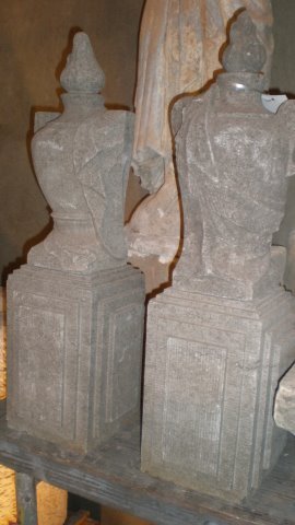 Pair of Italian Fire Drape Urns