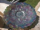 Fenton Carnival Glass Holly Plate=Emerald Green