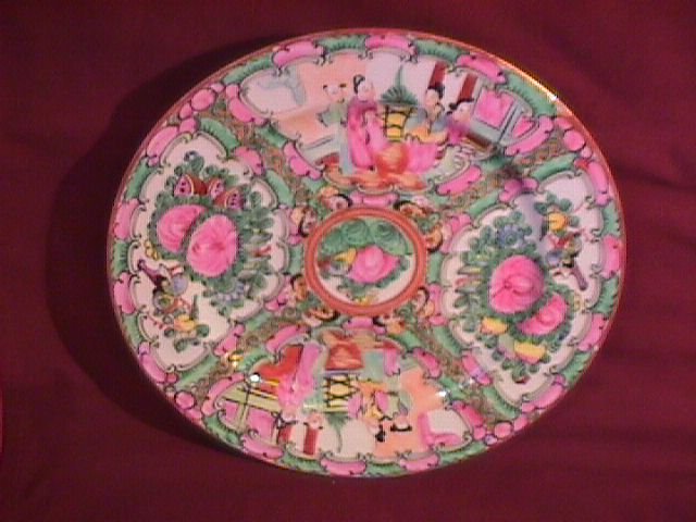 Oriental Display Plate with Oriental People and Fruit