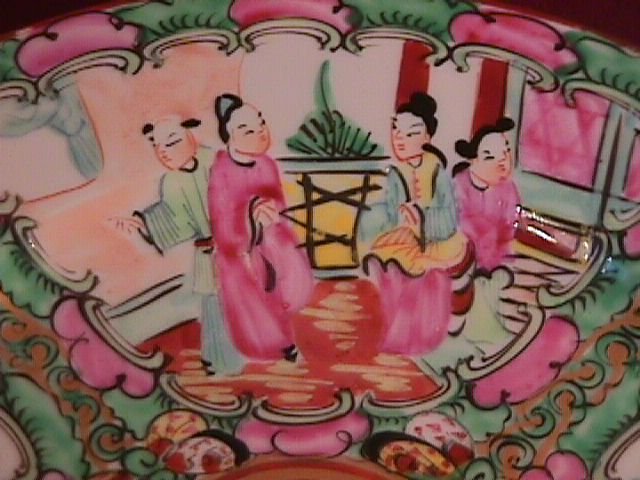 Oriental Display Plate with Oriental People and Fruit