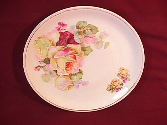 Display Plate Featuring Yellow Roses W/Hand Enameling