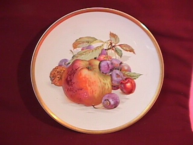 Porcelain Display Plate Featuring Apple, Cherries and Walnut