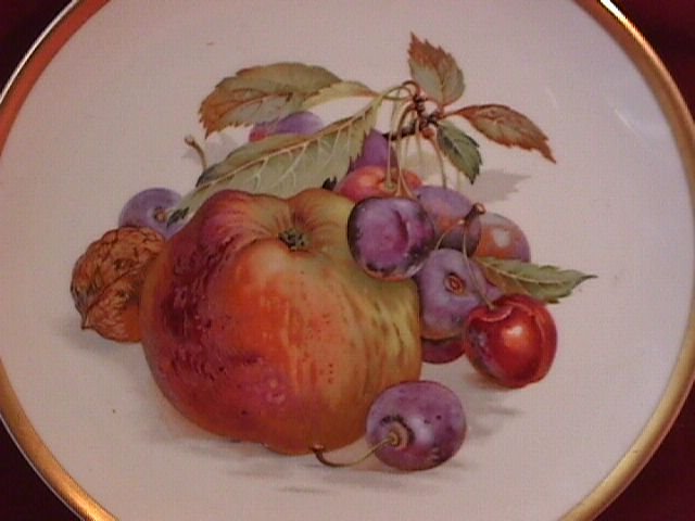 Porcelain Display Plate Featuring Apple, Cherries and Walnut