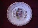 Porcelain Display Plate of Victorian Lady With Apron Full of Roses
