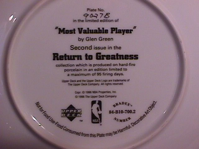 1995-96 Most Valuable Player Collectors Plate