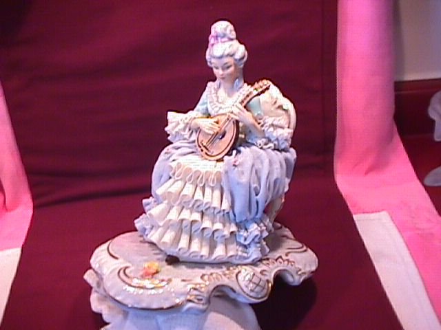Large Sandizell & Hoffner & Co., W Germany Porcelain Lace Figurine