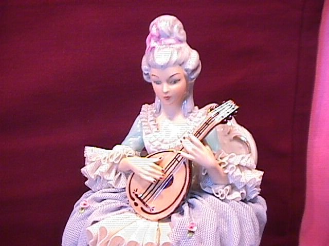 Large Sandizell & Hoffner & Co., W Germany Porcelain Lace Figurine