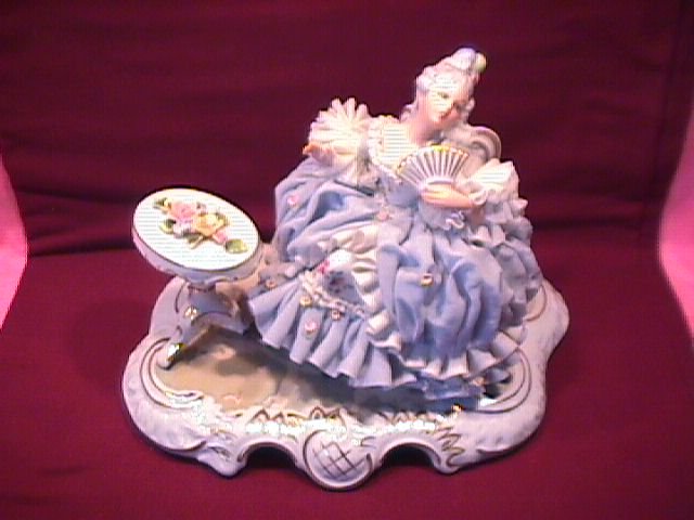 Sandizell & Hoffner & Co.,W. Germany Porcelain Lace= Lady Having Tea