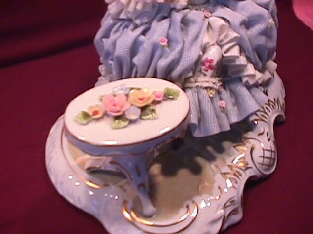 Sandizell & Hoffner & Co.,W. Germany Porcelain Lace= Lady Having Tea