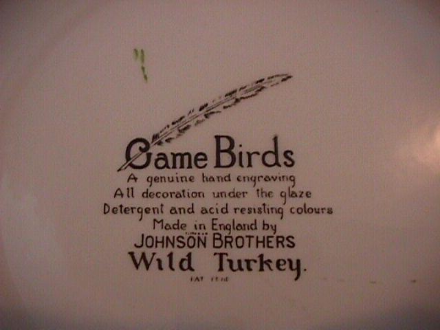 Johnson Brothers China (Game Birds) Lunch Plate
