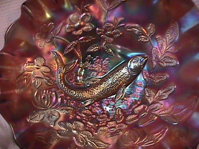 Beautiful Millersburg (Big Fish) Bowl (Amethyst)