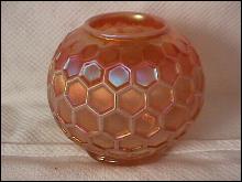 Dugan Carnival Glass (Honeycomb) Rosebowl (Peach Opalescent)