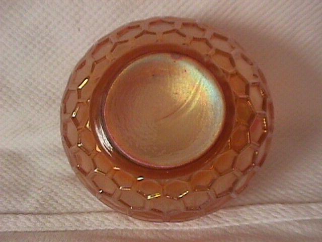 Dugan Carnival Glass (Honeycomb) Rosebowl (Peach Opalescent)