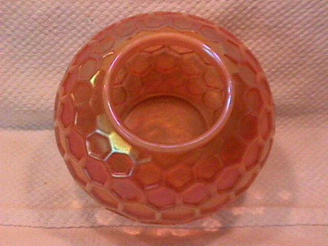 Dugan Carnival Glass (Honeycomb) Rosebowl (Peach Opalescent)