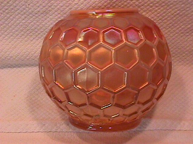 Dugan Carnival Glass (Honeycomb) Rosebowl (Peach Opalescent)