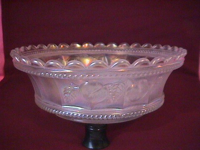Northwood Carnival Glass (Peach) Master Berry Bowl (White)