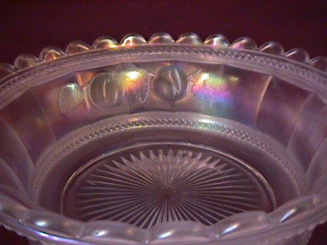 Northwood Carnival Glass (Peach) Master Berry Bowl (White)
