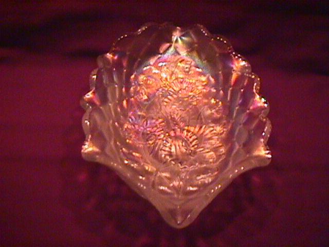Imperial Carnival Glass (Pansy) Pickle Dish (White)