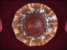 Dugan (Raindrops) Dome Footed Bowl (Peach Opalescent)