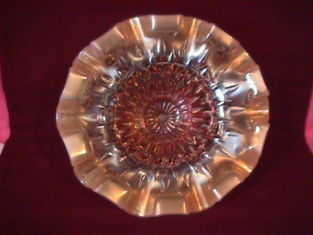 Dugan (Raindrops) Dome Footed Bowl (Peach Opalescent)