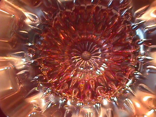 Dugan (Raindrops) Dome Footed Bowl (Peach Opalescent)