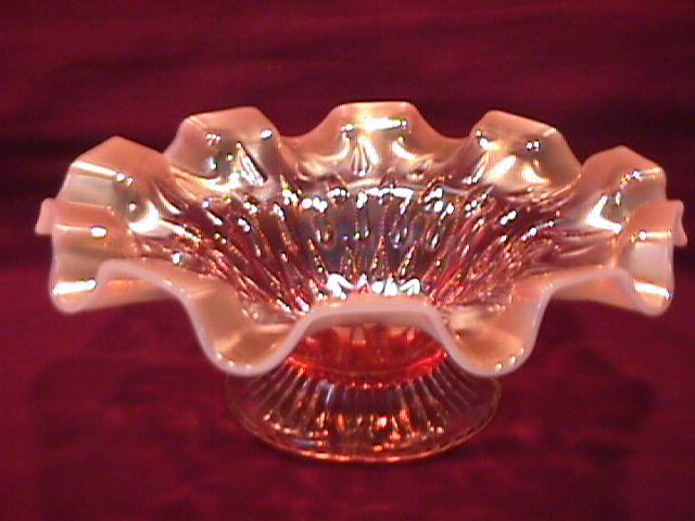 Dugan (Raindrops) Dome Footed Bowl (Peach Opalescent)