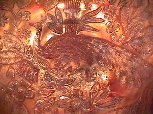 Fenton Carnival Glass (Peacock at the Urn With Bee) Bowl (Marigold)