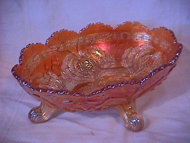 Fenton Carnival Glass (Thistle) Banana Boat (Marigold)