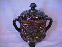 Northwood Carnival Glass (Grape & Cable) Covered Cookie Jar (Amethyst)