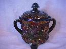 Northwood Carnival Glass (Grape & Cable) Covered Cookie Jar (Amethyst)