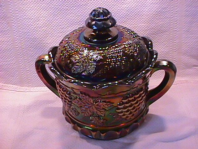 Northwood Carnival Glass (Grape & Cable) Covered Cookie Jar (Amethyst)