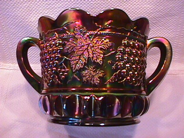 Northwood Carnival Glass (Grape & Cable) Covered Cookie Jar (Amethyst)