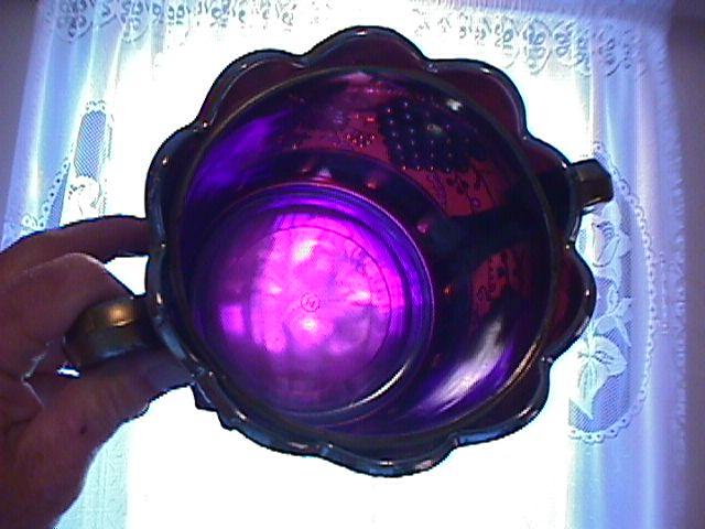 Northwood Carnival Glass (Grape & Cable) Covered Cookie Jar (Amethyst)