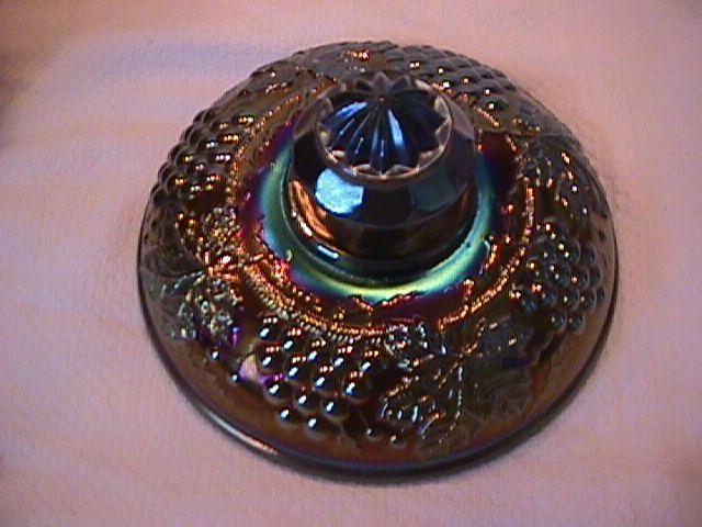 Northwood Carnival Glass (Grape & Cable) Covered Cookie Jar (Amethyst)