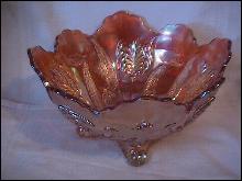 Dugan Carnival Glass (Butterfly & Tulip) Bowl (Marigold)
