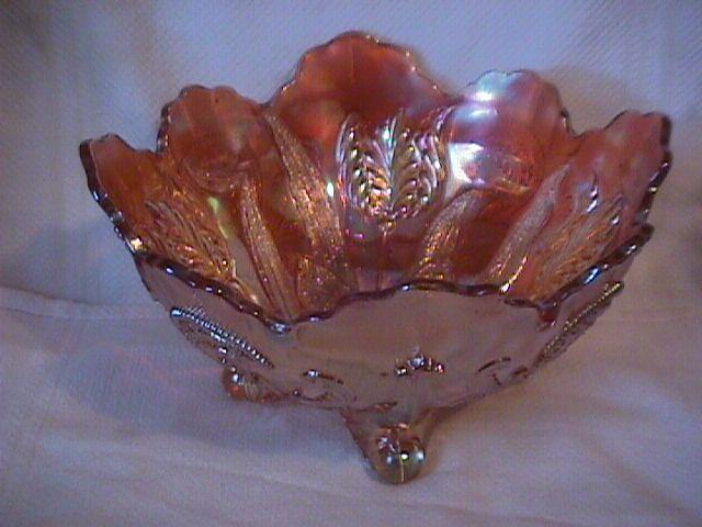 Dugan Carnival Glass (Butterfly & Tulip) Bowl (Marigold)