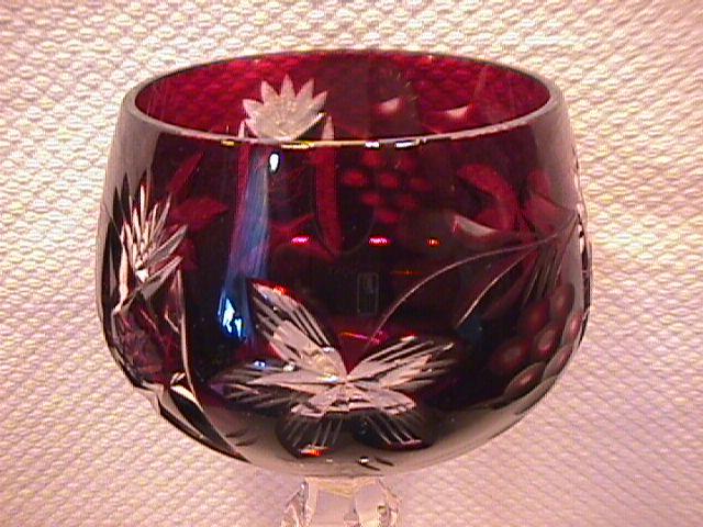 Imperial Crystal (Cranberry Cut to Clear) #519 Hock Wine