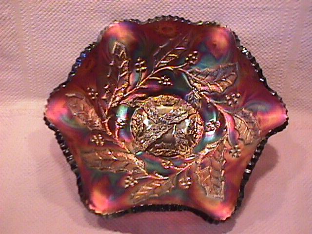 Millersburg Carnival Glass (Holly Whirl) Bowl-Amethyst
