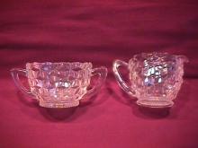 Hazel Atlas Depression Glass (American/Cube) Creamer & Sugar