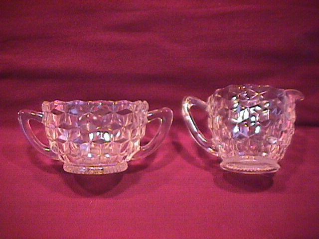 Hazel Atlas Depression Glass (American/Cube) Creamer & Sugar