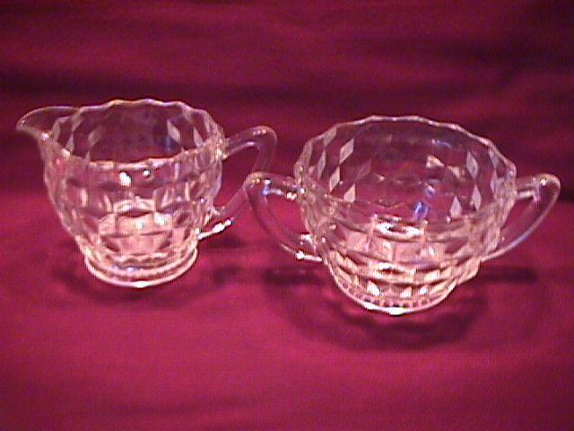 Hazel Atlas Depression Glass (American/Cube) Creamer & Sugar