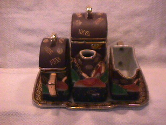 Moriage Satsumi/Kutani Japanese Tea Set on Tray