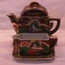 Moriage Satsumi/Kutani Japanese Tea Set on Tray