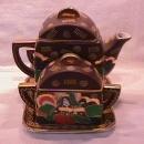 Moriage Satsumi/Kutani Japanese Tea Set on Tray
