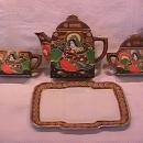 Moriage Satsumi/Kutani Japanese Tea Set on Tray