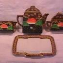 Moriage Satsumi/Kutani Japanese Tea Set on Tray