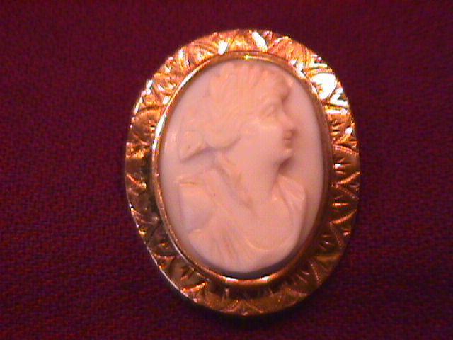 Solid 14k Gold= White, High Relief Cameo