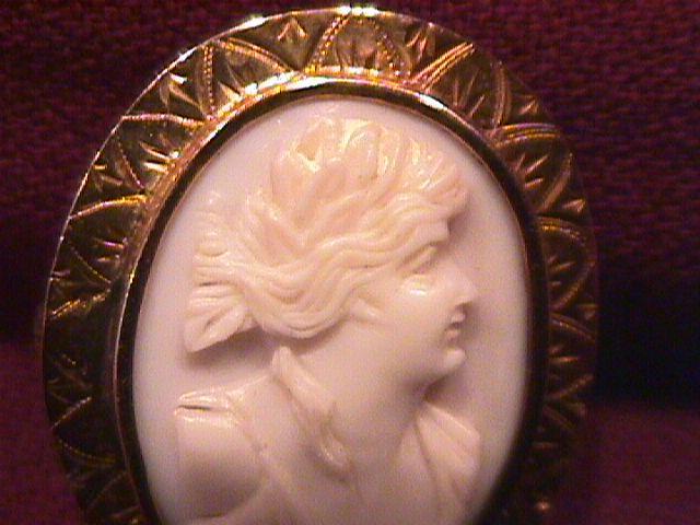 Solid 14k Gold= White, High Relief Cameo