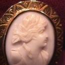 Solid 14k Gold= White, High Relief Cameo